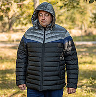 Чоловіча чорна демісезонна куртка з капюшоном Grand Chief батал Туреччина великі розміри, фото 1