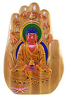 Панно деревянное резное "Будда Амитабха" ручная роспись 27х41х2,5см (34121)