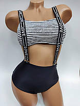 ОПТ Модний купальник трансформер портупея ремені двоє плавок Sisianna 5445 36-44 чорний на 40 42 44 46 48 розмір, фото 3