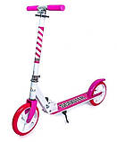 Дитячий складний САМОКАТ + ЗАХИСТ Scooter 460. Біло-Рожевий колір, фото 2