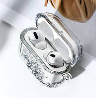 Чохол для навушників AirPods Pro з блискітками срібний