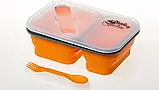 Контейнер для їжі силіконовий на 2 відсіку Tramp TRC-090-orange (900ml) з ловилкою, фото 2