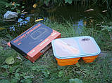 Контейнер для їжі силіконовий на 2 відсіку Tramp TRC-090-orange (900ml) з ловилкою, фото 6