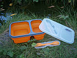 Контейнер для їжі силіконовий на 2 відсіку Tramp TRC-090-orange (900ml) з ловилкою, фото 5