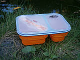 Контейнер для їжі силіконовий на 2 відсіку Tramp TRC-090-orange (900ml) з ловилкою, фото 4
