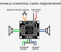 Стерео аудио усилитель PAM8610 2*15В