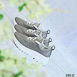 Кросівки шкіряні жіночі з тисненням сірі Осінні весняні Натуральна шкіра Розміри 36 39, фото 4