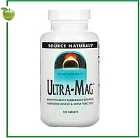 Магній Ultra-Mag (5 форм) з вітаміном В6, 120 таблеток, Source Naturals, США