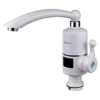 Проточный нагреватель воды для кухни с дисплеем (3 кВт, гусак прямой, на гайке, 0,4-5 бар) ТМ AQUATICA