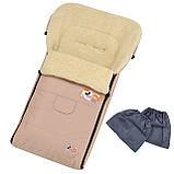 Комплект зимовий конверт чохол на овчині в коляску люльку санки For Kids Mini і рукавички для батьків, фото 2