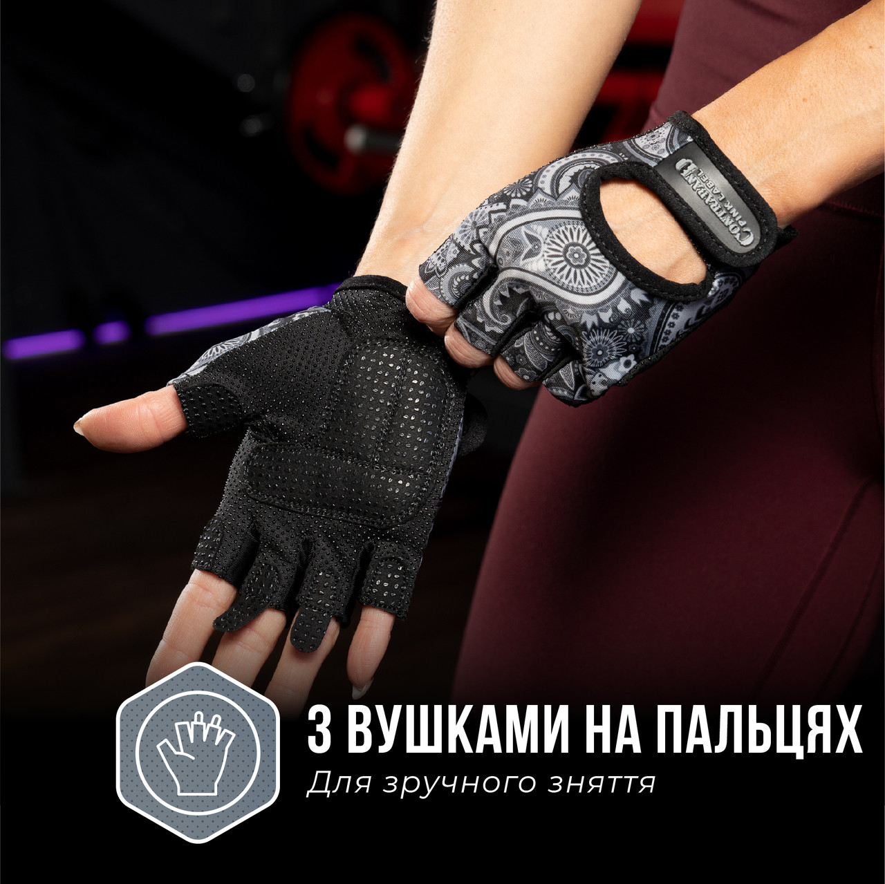 Жіночі рукавички для фітнесу Contraband Pink Label 5387 Paisley Print Gloves M, Сірий - фото 6 - id-p1479533891