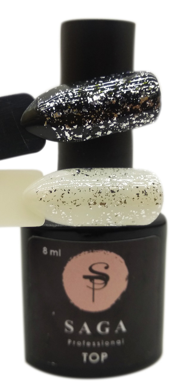 Топ для гель-лаку Saga Silver Leaf без липкого шару