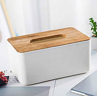 Бокс диспенсер для серветок Tissue з бамбуковою кришкою Bamboo standard (22038)