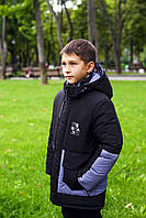 Зимняя куртка-парка для мальчика на флисе со светоотражающими элементами 146,152
