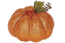Гарбуз помаранчевий 14.5 см з гліттером для осіннього декору, пластик