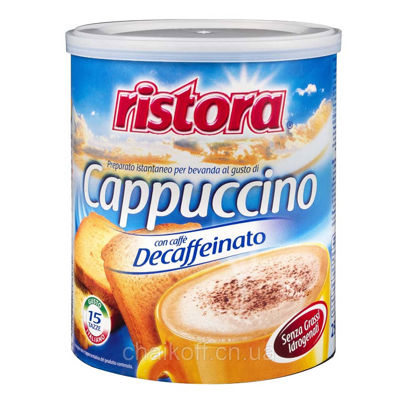 Капучино без кофеїну в банці Ristora Cappuccino Decaffeinato 250 г (Італія), фото 1