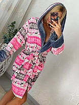 Махровий жіночий короткий халат з оленями, фото 2