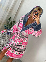 Махровий жіночий короткий халат з оленями, фото 4