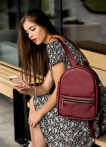 Стильний шкіряний рюкзак Prins BPG бордовий з якісної екошкіри