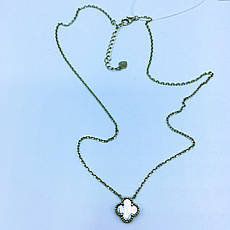 Срібне кольє Конюшина білий перламутр