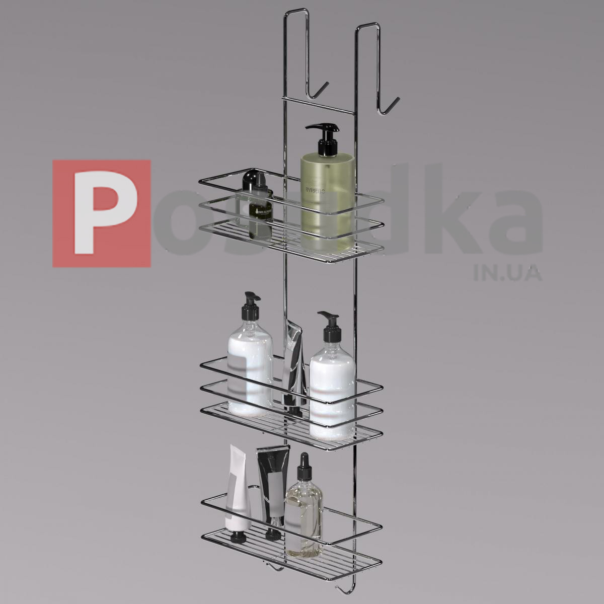 Купить Трехъярусная полка в душевую кабину навесная с присосками ПД ...