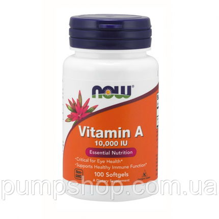 Вітамін А (ретинол) NOW Foods Vitamin A 10,000 IU 100 капс., фото 2