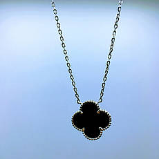 Срібне кольє Конюшина Чорний онікс Довжина кольє 45+5см Проба срібла 925