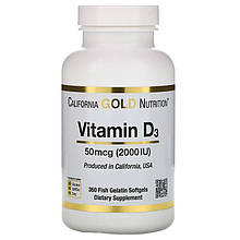 Витамин D3 California Gold Nutrition Vitamin D3 2000, 360