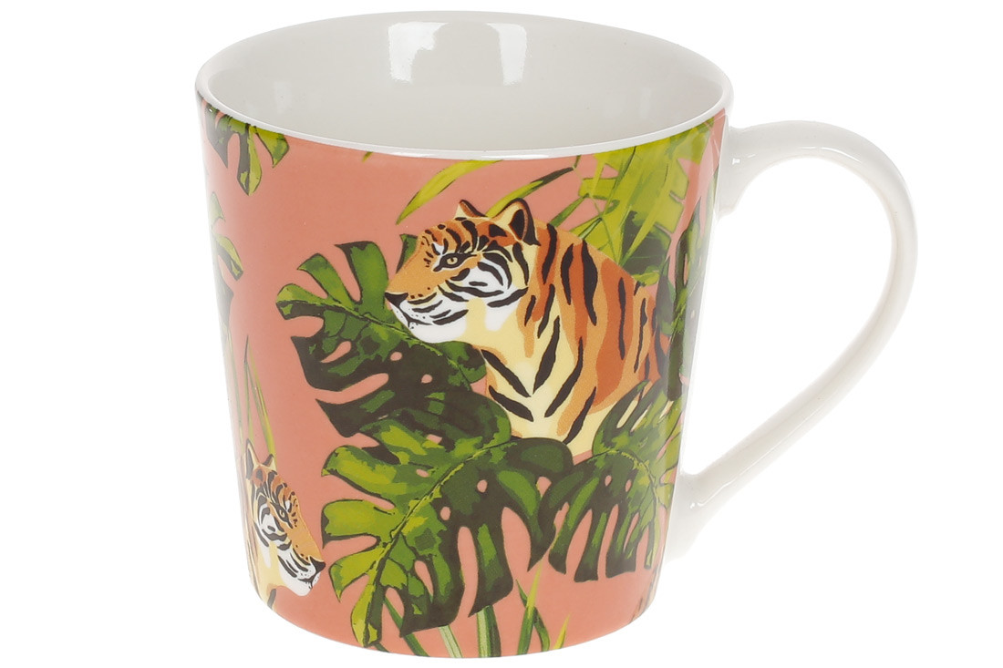 Кухоль порцеляновий Тигр, 390мл, колір - рожевий - 12 шт УПАКОВКА ТОВАР ВІД ВИРОБНИКА