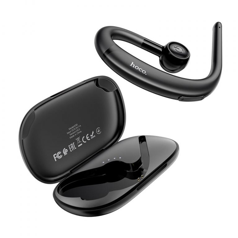 Bluetooth-гарнитура для телефона с зарядным чехлом HOCO Shine business BT headset E56 Черный - фото 1 - id-p1479641609
