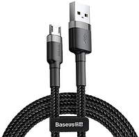 Кабель 1м для зарядки телефона MicroUSB Android BASEUS cafule |2.4A, 1M| Черный CAMKLF-BG1