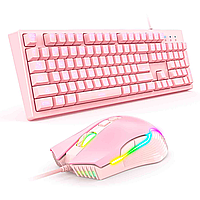 Игровой набор Gaming Combo 2-in-1 Мембранная клавиатура ONIKUMA G25 + мышь ONIKUMA CW905 Розовый