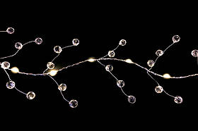 Диодная гірлянда 6 м теплий білий з прикрасою з кристалів