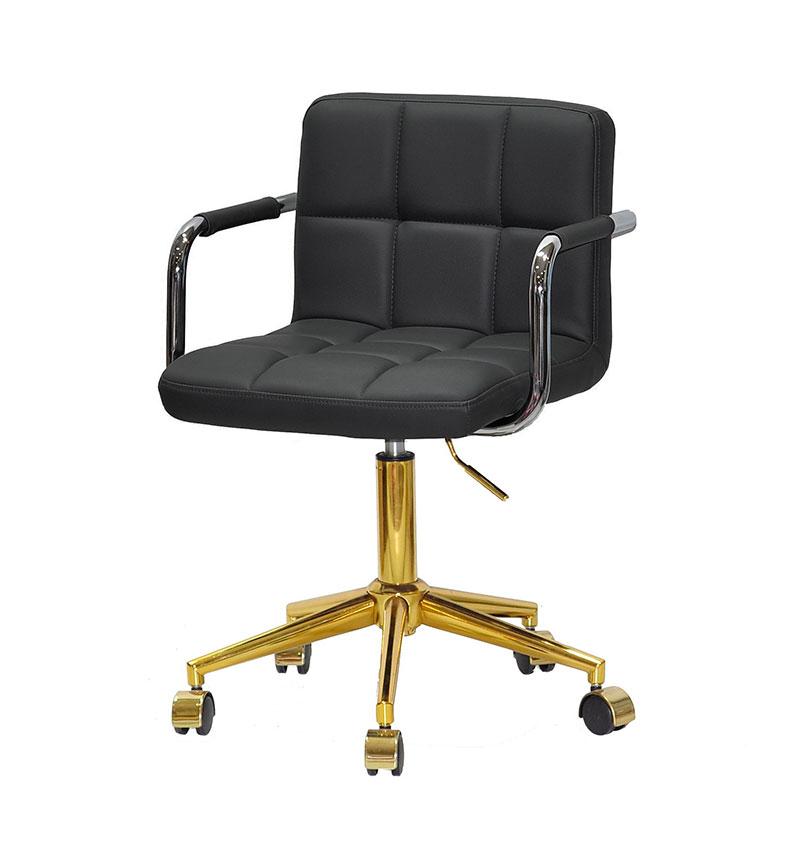 Крісло Arno Arm GD-Modern Office чорний шкірозамінник на золоті хрестовини з колесами, з регулюванням висоти сидіння