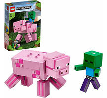 Lego Minecraft Великі фігурки Minecraft Свиня та Зомбі-малюнок 21157