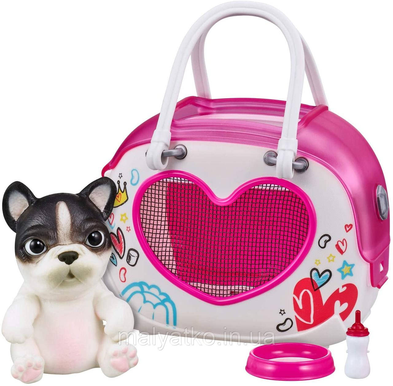 ПІД ЗАСТОСУНОК 20+ днів собачка сквіш Бульдог у сумочці OMG Pets Soft Squishy Puppy French Bulldog