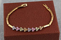 Браслет Xuping Jewelry с разноцветными камнями 18 см 6 мм золотистый