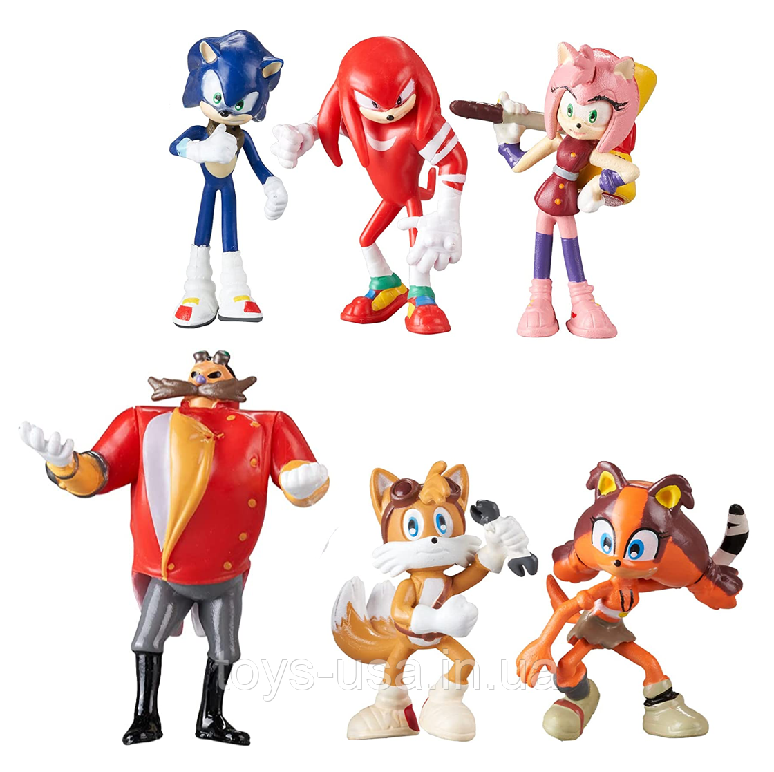 Набір фігурок Їжачок Супер Сонік 6в1, 7 см — Sonic the Hedgehog