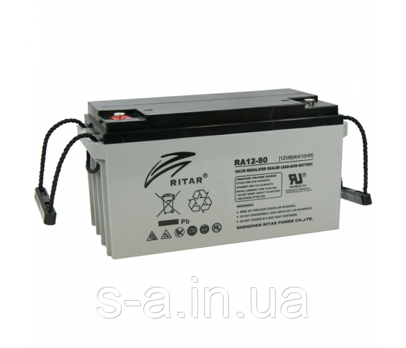Акумуляторна батарея AGM RITAR DC12-80, Gray Case, 12V 80Ah ( 350 x 167 x 182 ) Q1