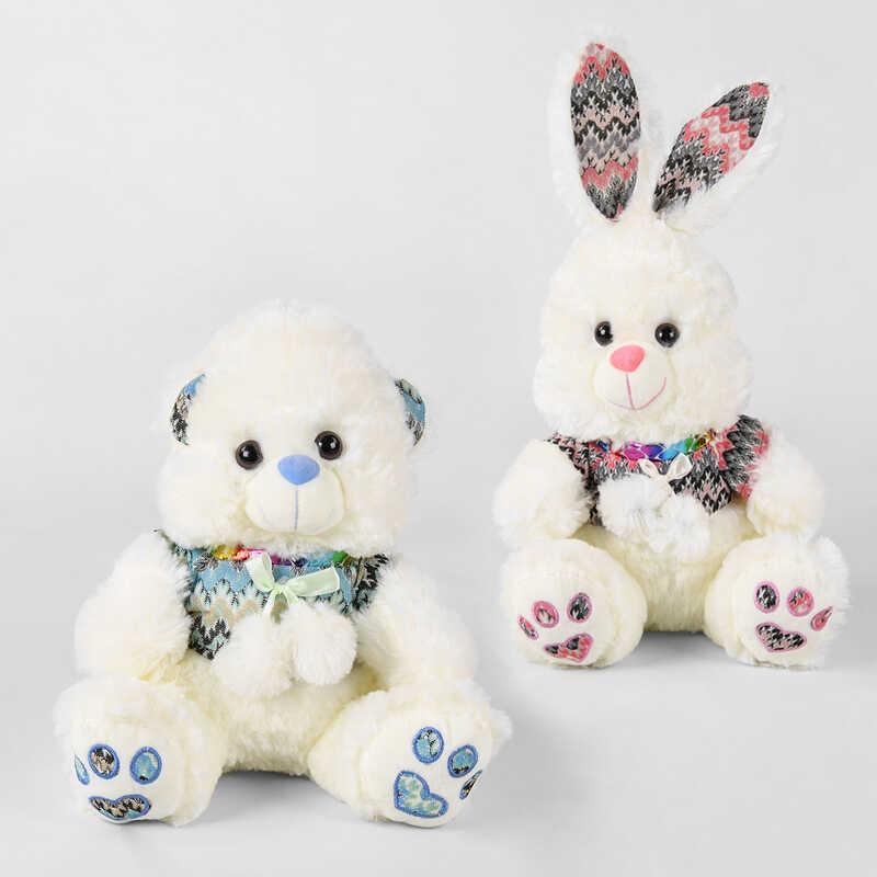 М'яка іграшка M 09889 (240) "Кролик і ведмедик", 2 види, висота 32 см