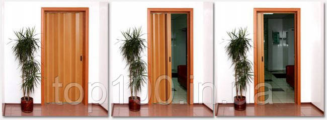 Двери гармошка глухие Дуб тёмный (раздвижные, межкомнатные, для душевых, кладовок) - фото 4 - id-p1479755005