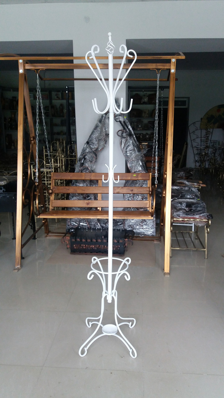 Вішалка підлогова кована біла, фото 1