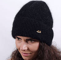 Женская зимняя шапка с отворотом теплая