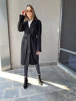 Женское кашемировое демисезонное пальто черного цвета 40-52