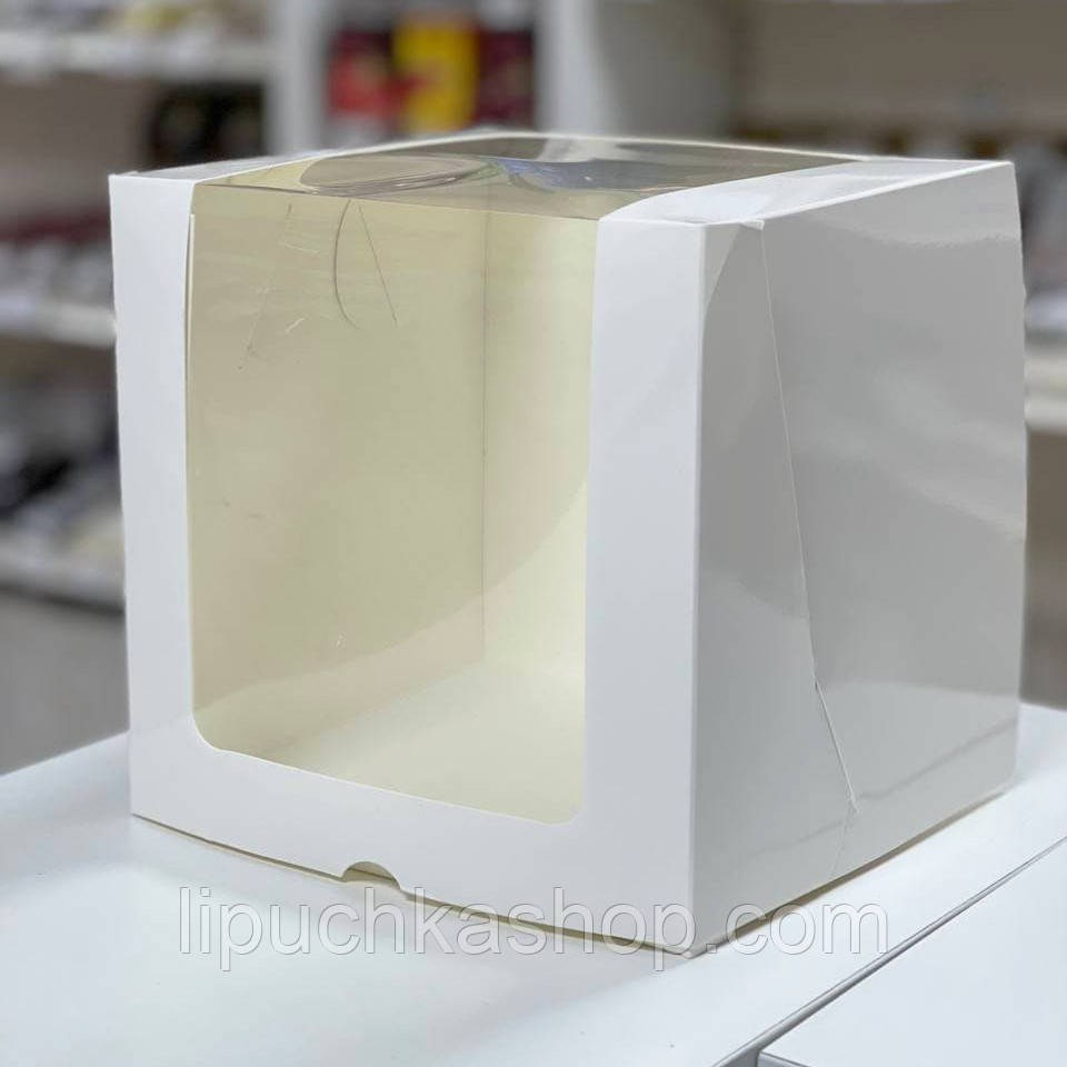 Коробка картонна для торта 20х20х20 см. (прозора кришка), фото 1