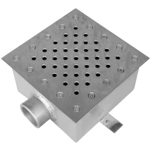 Донний злив Aquaviva AISI 304 (200x200 мм), під бетон/лайнер (нержавіюча сталь)