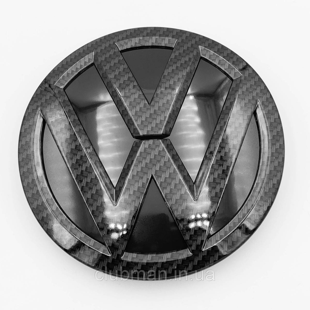 Емблема передня VW (Фольцваген) 140мм POLO 6, GOLF 7, JETTA 6 PASSAT B8, TOURAN 2, TOUAREG 3 - Карбон (3GD853601B)