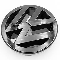 Емблема перед, позначка решітки радіатора VW Volkswagen 125 мм GOLF 5, Polo, Touran, CADDY, EOS Чорний глянець, фото 3