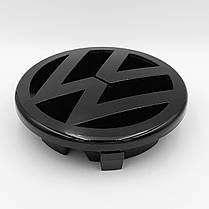 Емблема перед, позначка решітки радіатора VW Volkswagen 125 мм GOLF 5, Polo, Touran, CADDY, EOS Чорний глянець, фото 4