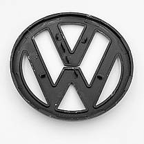 Емблема задня, значок на багажник VW Volkswagen (Фольцваген) 110 мм GOLF 6, PASSAT B7 / CC, POLO Чорний Карбон, фото 2
